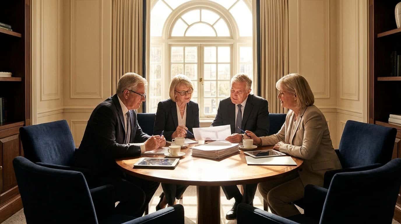 A senior hospitality leadership team in session