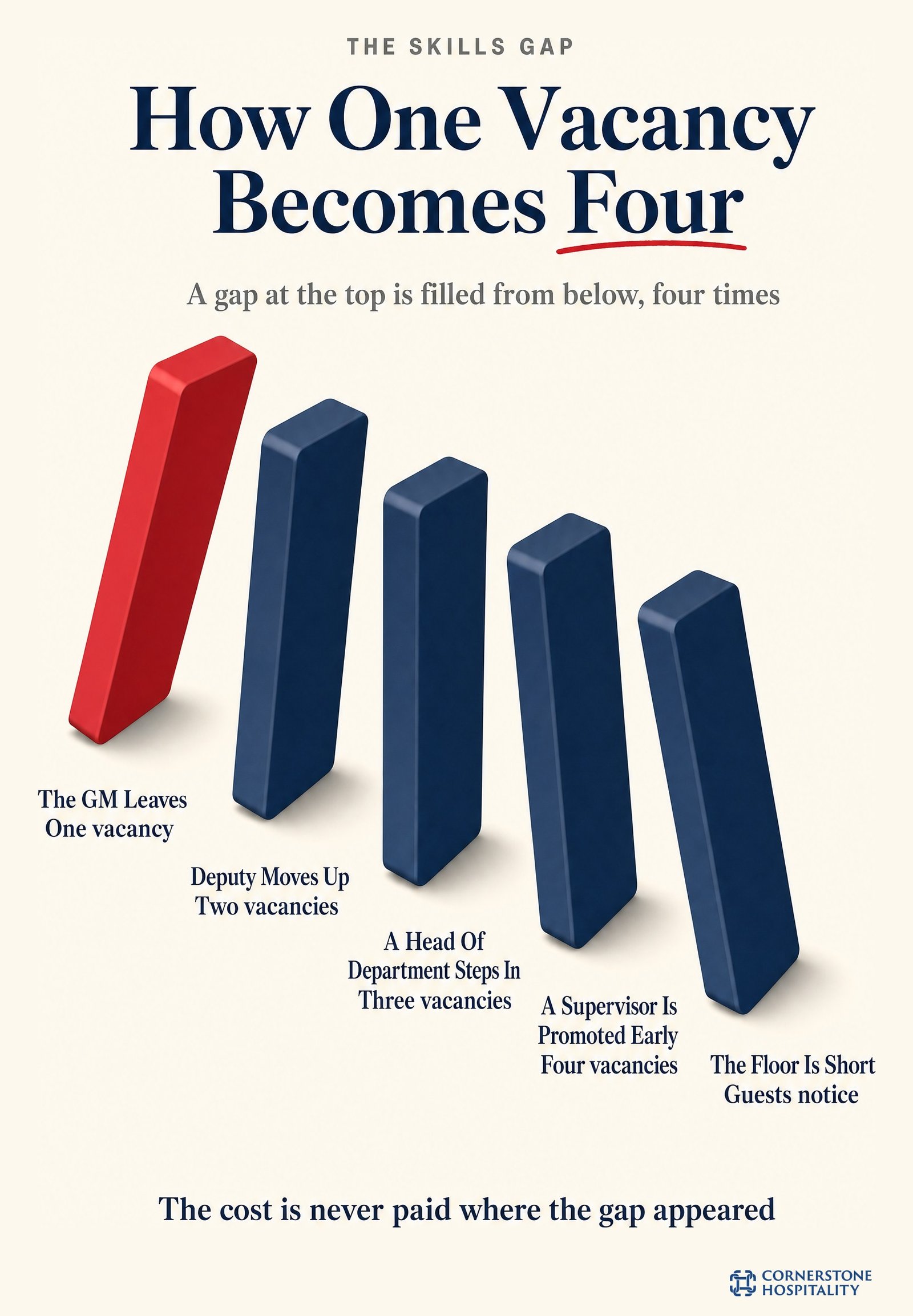 How a single senior hospitality vacancy cascades into four