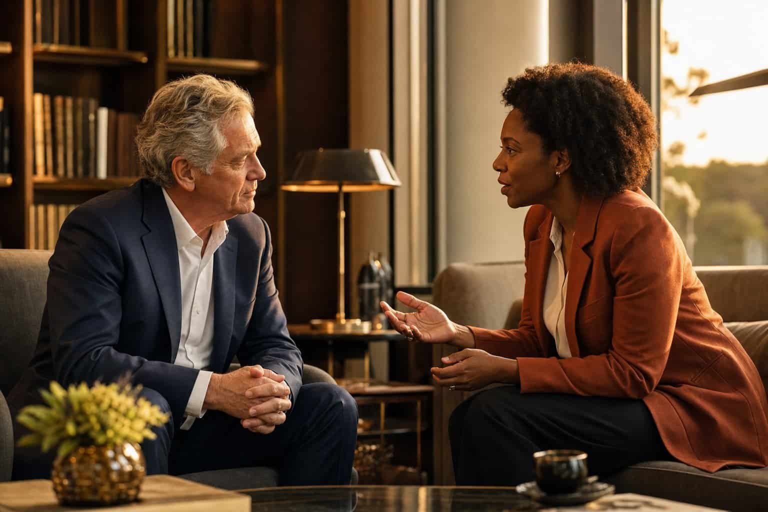 Executive Assessment für Hospitality, ein Chartered Psychologist in einem strukturierten Assessmentsgespräch mit einer Führungskraft