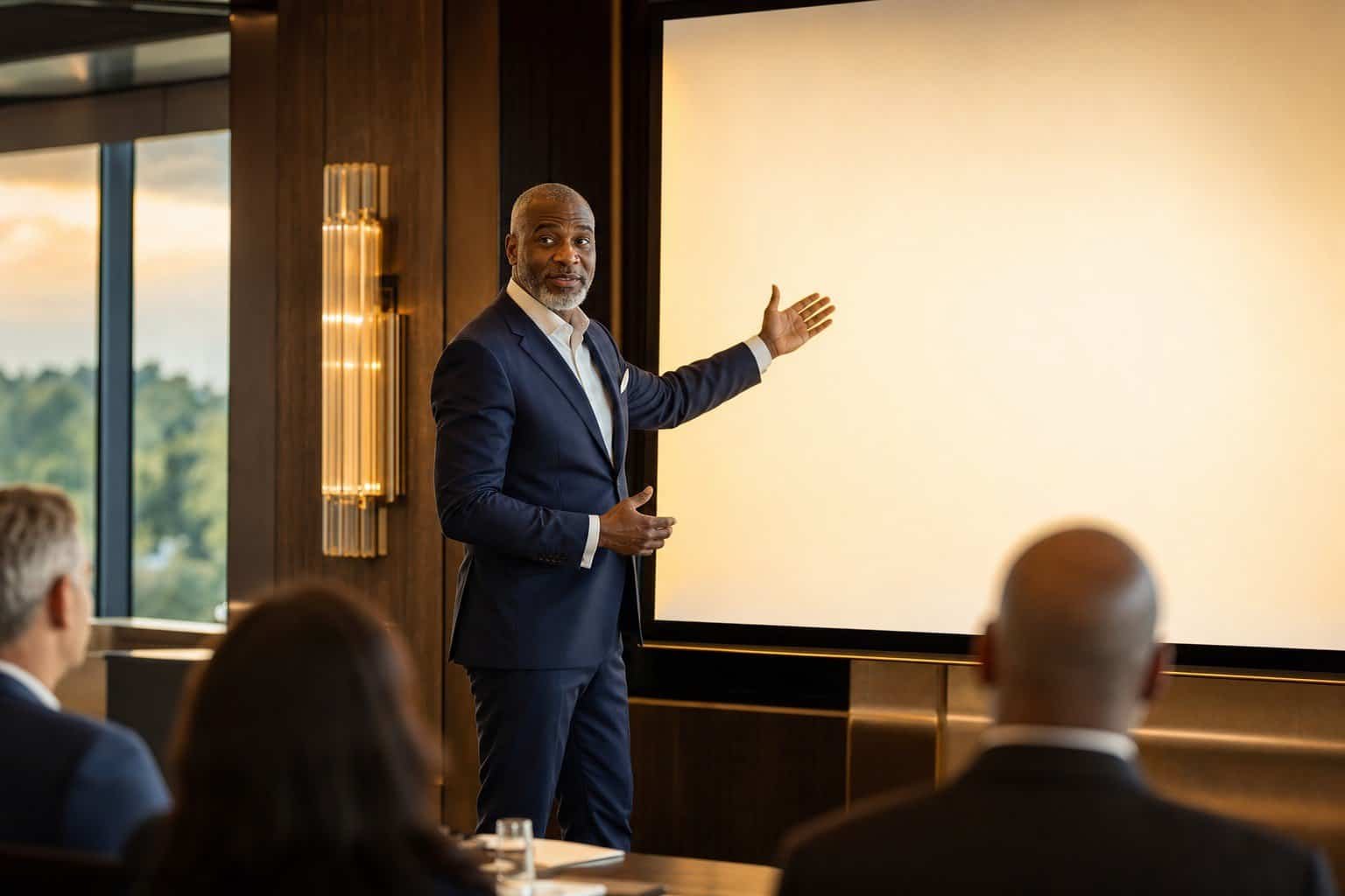 Presenting the proposed structure during an executive team assessment