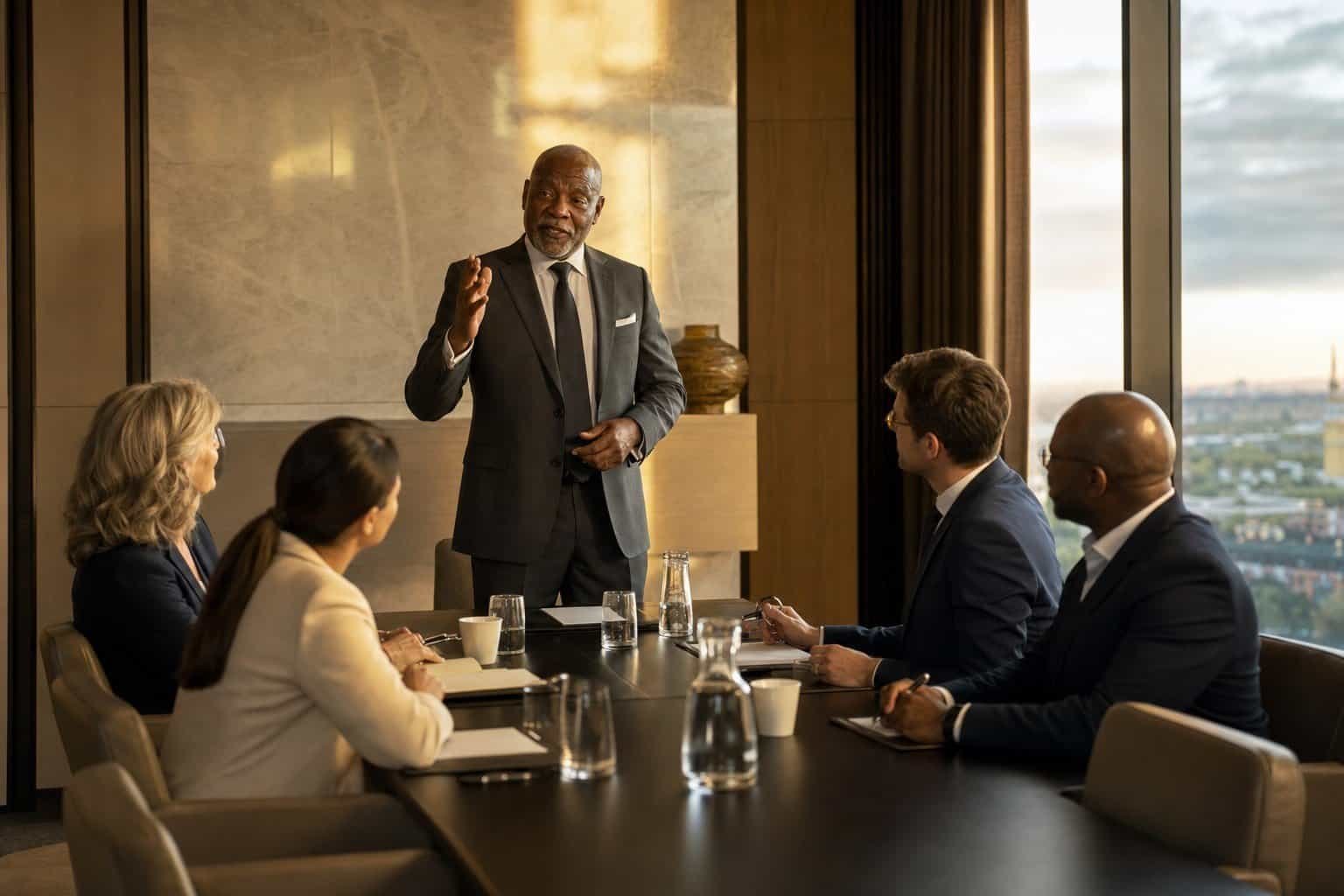 Präsentation der Ergebnisse der C-Suite-Bewertung vor einem Aufsichtsrat der Hotellerie